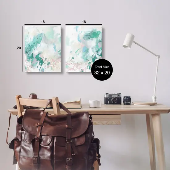 Stupell Industries Abstract Splatter Green Detail 2pc Canvas Wall Art Set Design by June Erica Vess {3}