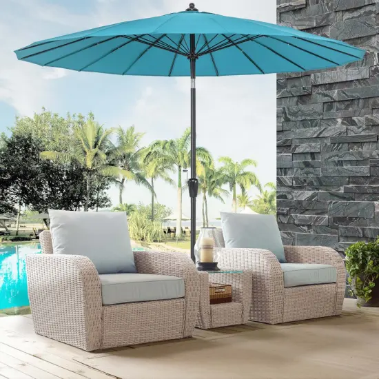 Costway 9 FT Patio Round Market Umbrella with Push Button Tilt, Crank Handle, Vented Top Tan/Navy/Wine/Turquoise {2}