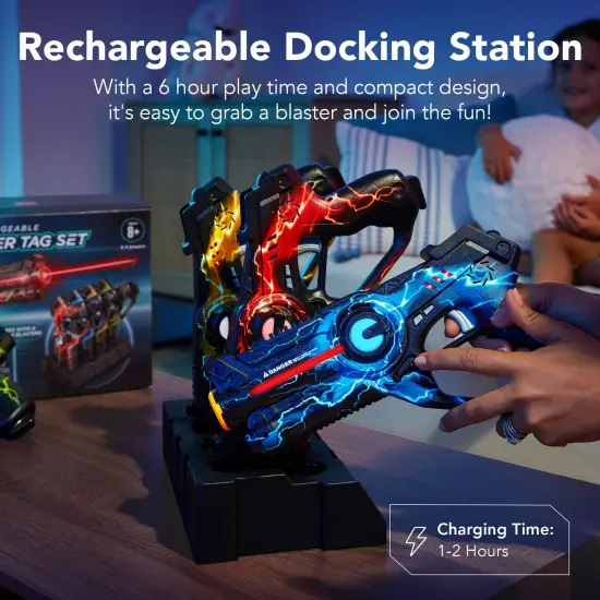 Best Choice Products Set of 4 Rechargeable Laser Tag Blasters, No Vests Needed w/ Docking Station, 4 Settings Red, Yellow {2}