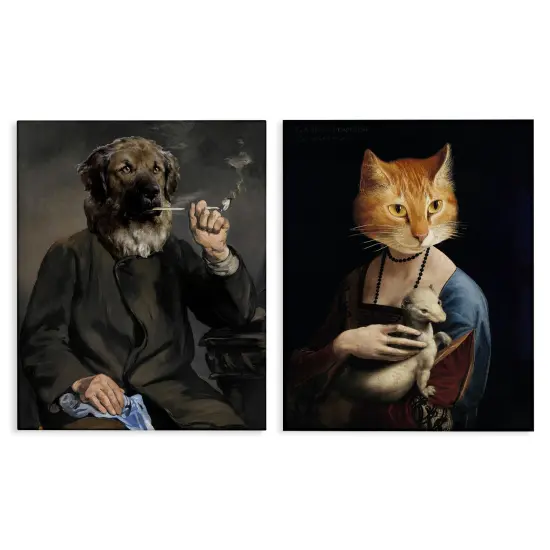 Stupell Industries Historical Painting Animals 2pc Canvas Wall Art Set Design by Alicia Longley  {1}