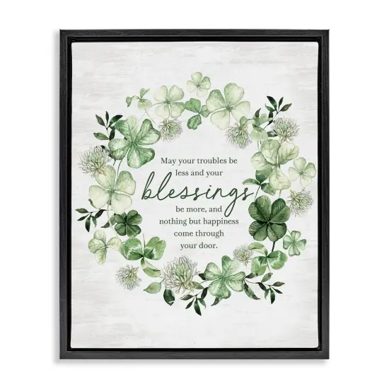 Stupell Industries Irish Proverb Wreath Framed Floater Canvas Wall Art Gray Floater Frame {7}