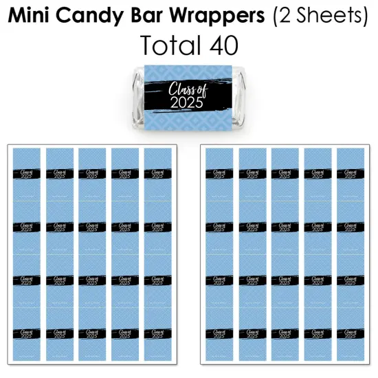 Big Dot of Happiness 2025 Light Blue Graduation Party Candy Favor Sticker Kit - 304 Pieces {4}