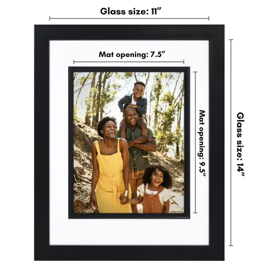 Americanflat 11x14 Picture Frame with Decorative Inner Mat Accent - Use as 8x10 with Mat or 11x14 without the Mat - Statement Frame with Shatter-Resistant Glass {8}