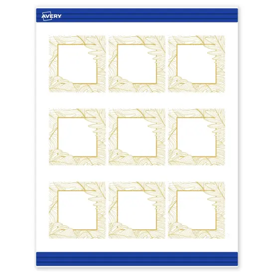 Avery Printable Square Business Cards with Sure Feed Technology, Pre-Printed Gold Florals, Matte White, 2.5" x 2.5", Laser & Inkjet Compatible, 90 Total {1}