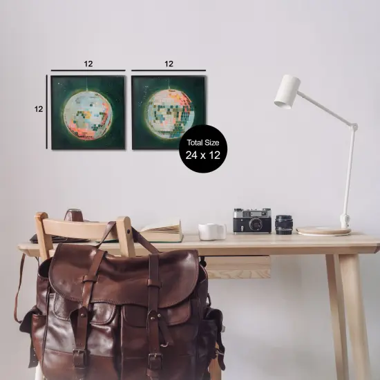 Stupell Industries Disco Balls with Vivid Hues 2pc Framed Giclee Wall Art Set Design by Grace Popp {3}