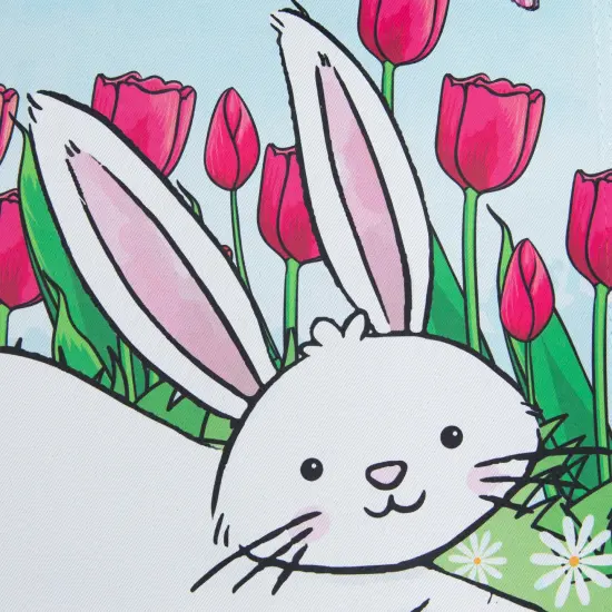 Northlight Tulips Happy Easter Bunny Outdoor House Flag - 28" x 40" Blue {7}