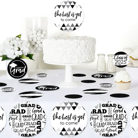 Big Dot of Happiness 2025 Black and White Graduation Party Giant Circle Confetti - Party Decorations - Large Confetti 27 Count {6}