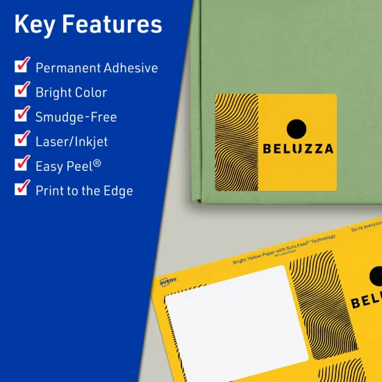 Avery Bright Yellow Paper Labels, 4.75" x 3.75" Rectangle {2}