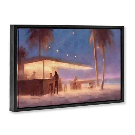 Stupell Industries Evening Beach Bar Floater Framed Canvas Wall Art Design by Noah Bay {3}