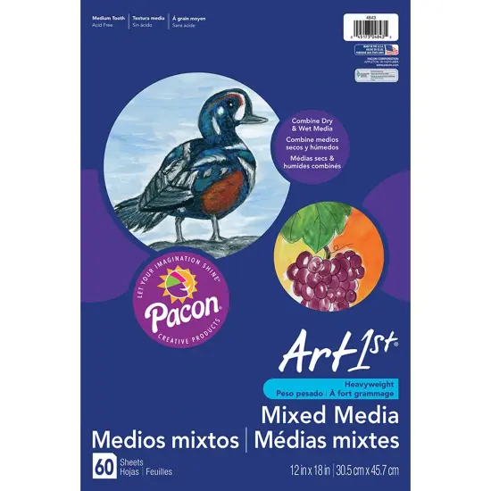Mixed Media Art Paper, Heavyweight, 12" x 18", 60 Sheets {1}