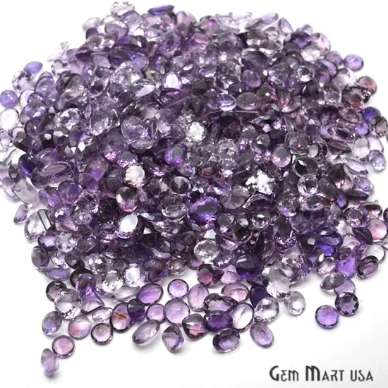 Amethyst Gemstone, 100% Natural Faceted Loose Gems, February Birthstone, 10-20mm, 100 Carats {1}
