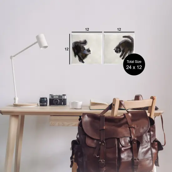 Stupell Industries Fuzzy Black Cats on Beige 2pc Wall Plaque Art Set Design by Melissa Wang  {3}