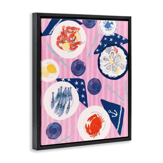 Stupell Industries Seafood Plates Table Floater Framed Canvas Wall Art Design by Be Ni La {3}