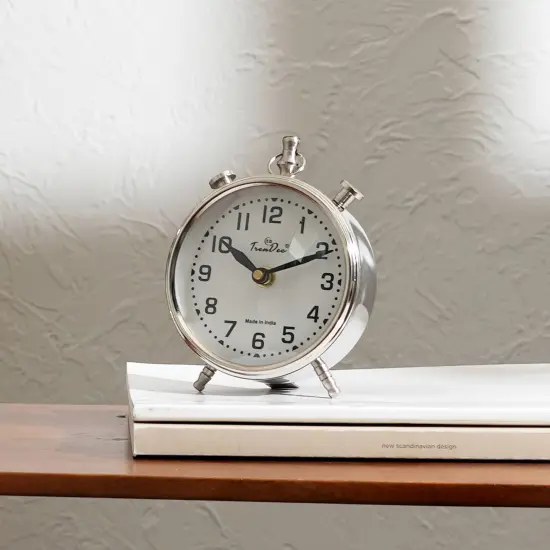 Decorative Desk Clock-Aluminium Table Clock Silver {5}