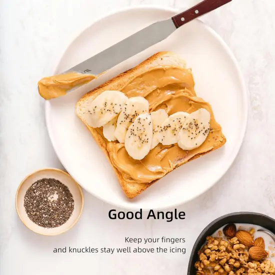 Straight Icing Spatula Stainless Steel Baking Set of 6", 8" & 10" Wooden Handle {4}