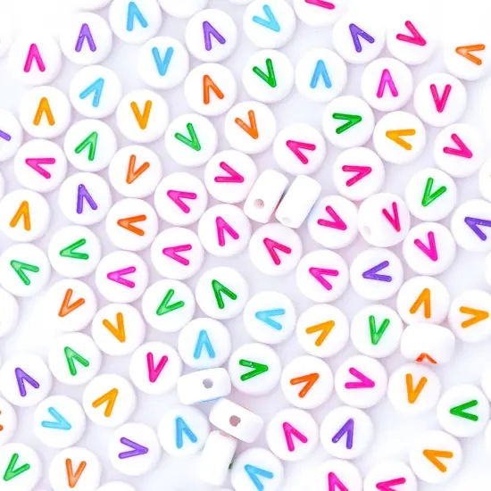 300Pcs Round Letter Beads V 4X7mm Individual Alphabet Beads for Friendship Bracelets Making {5}