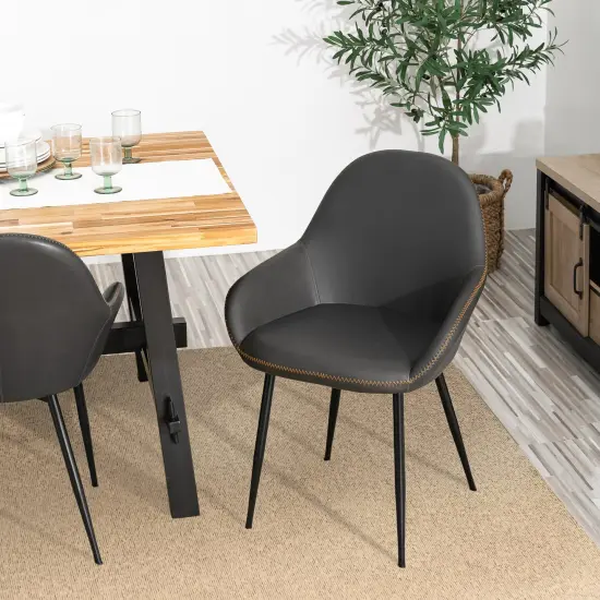 Set of 2/4 Mid-Century Modern Leatherette Dining Armchairs {7}