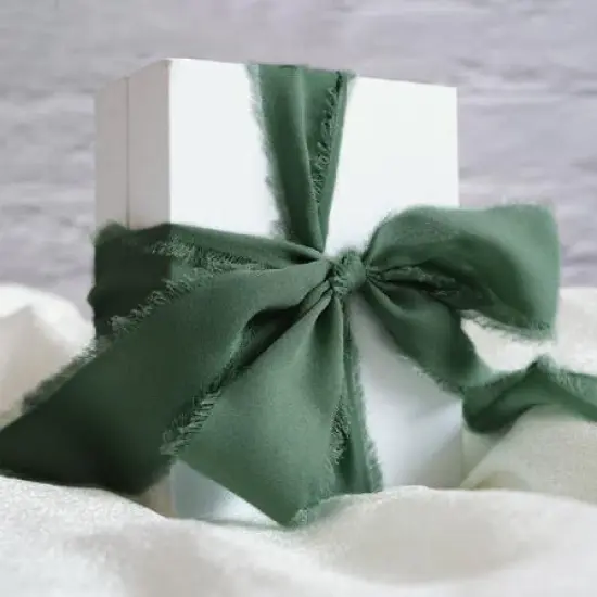 Christmas Chiffon Ribbon Handmade Frayed Fringe Sheer Boho Silk Ribbons for Gift Wrapping, Floral, Wedding Invitations, Bouquet, 1-1/2'' 5 Yards*4 Rolls {5}