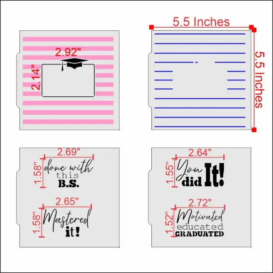 You Did It Graduation 4 Piece Cookie Stencil Set {2}