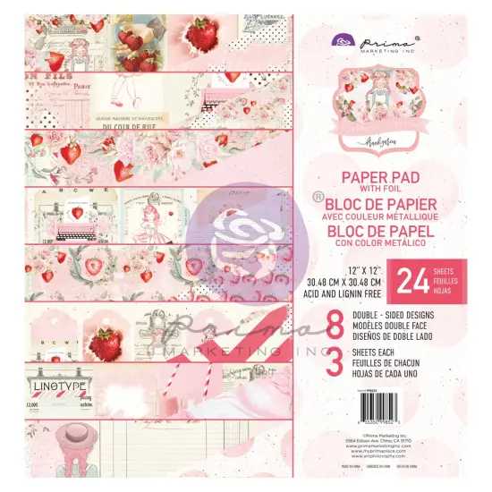 Strawberry Milkshake Collection 12x12 Paper Pad - 24 sheets w foil details {1}