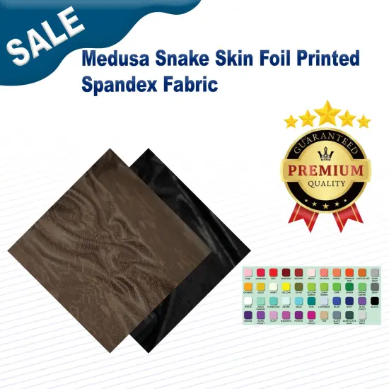 Medusa Snake Skin Foil Printed Spandex Fabric Black {2}