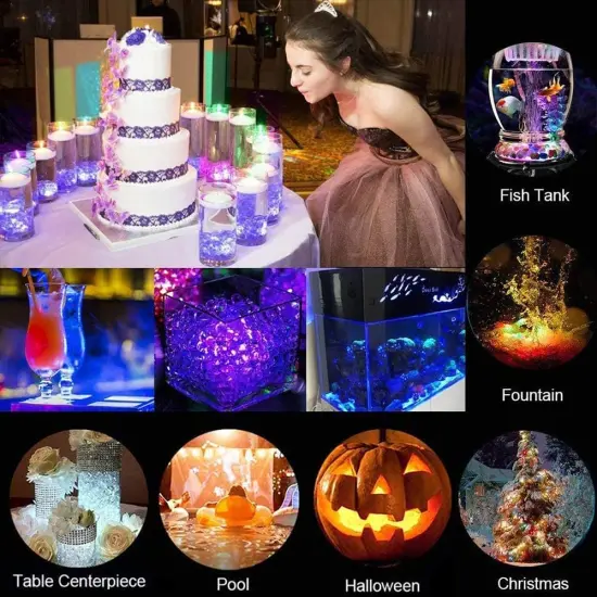 Mini Submersible Led Lights with Remote, Small Underwater Tea Lights Candles Waterproof 1.5" RGB Multicolor Flameless Accent Lights Battery Operated Vase Pool Pond Lantern Decoration Lighting (10pcs) {2}