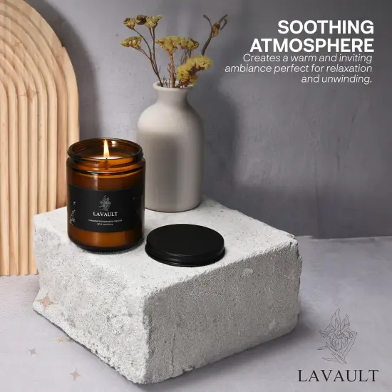 Scented Jar Candles - Calm Smelling Candle - Candlestick Safe Material - Warm and Cozy with 100% Natural Soy Wax and Essential Oil - Hours of Aromatherapy Scent - Velvet Peony Aroma Brown {4}