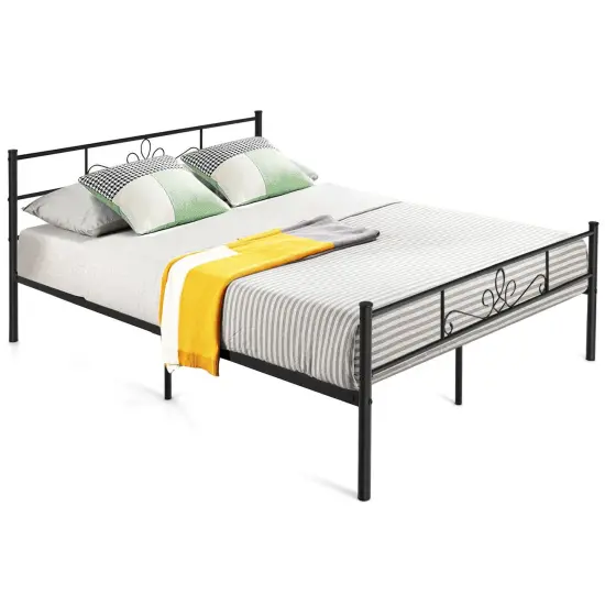 Queen Size Metal Bed Frame with Headboard and Footboard {4}