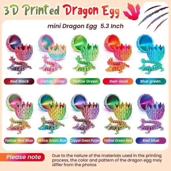 4PCS 3D Printed Dragon Eggs with Dragon Inside,Prefilled Mini Easter Eggs Articulated Crystal Dragon Fidget Toys {3}