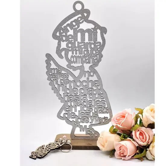 12pcs Angel Girl Wood Centerpiece Decorate Your Home Silver {2}
