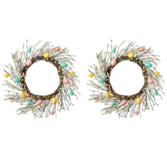 Set of 2 22"D Easter Decor Egg Wreaths Yellow *2 {9}