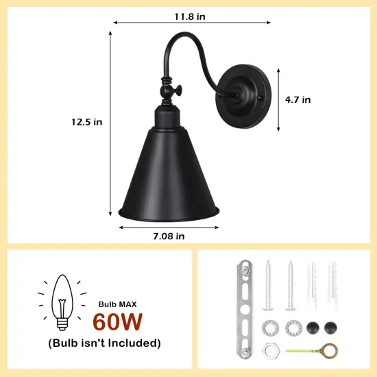 2pcs Rustic 2-Light Incandescent Black Wall Sconces {3}