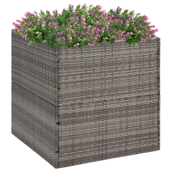 vidaXL Garden Planter Gray 31.5"x31.5"x31.5" Poly Rattan {1}
