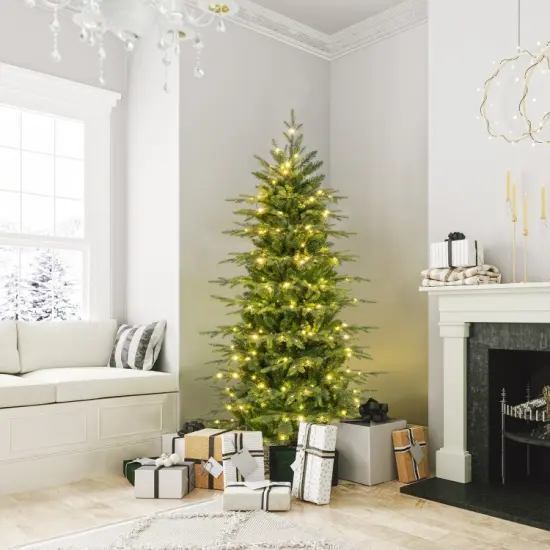Pre-Lit Artificial Christmas Tree with Warm White LED Lights {3}