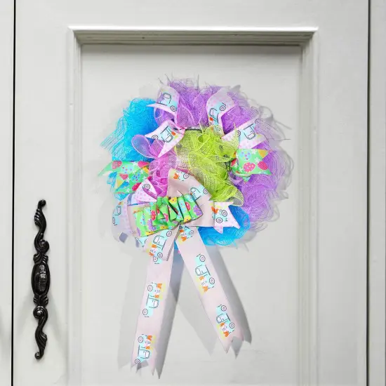 4 Rolls Mesh Ribbons 30 Feet Each Roll Metallic Foil Mesh Ribbon for Home Door Wreath Decoration DIY Crafts Making Supplies(Pink, Grass Green, Sky Blue, Purple,6 Inches) {3}