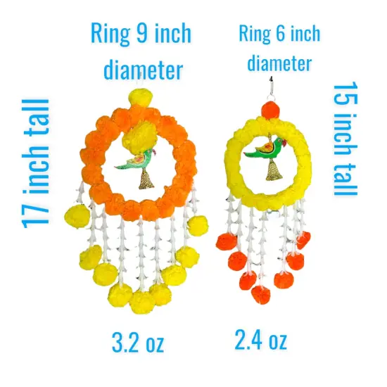 Pack of 1 Parrot Marigold Hanging Jhoomer Marigold Wall Hanging Artificial Flowers Wedding Garland Pooja Backdrop Indian Mehndi Decor Diwali Decor Latkan Orange {4}