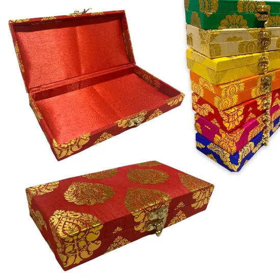 Pack of 4 Brocade Jewelry Organizer Box Indian Favor Boxes for Shagun Return Gifts Traditional Style Box Wedding Favor Punjabi Muslim Pakistani Wedding Nikah Favor {4}