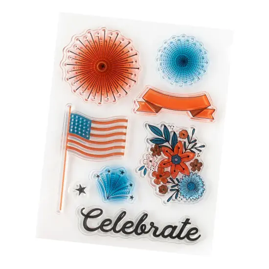 American Crafts Flags And Frills Clear Stamps-8/Pkg {4}