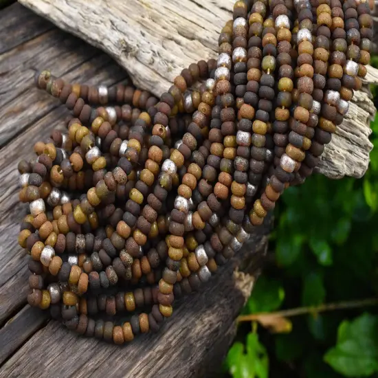 6/0 Aged Matte Honeycomb Picasso Mix Seed Beads (20" Strand) {1}