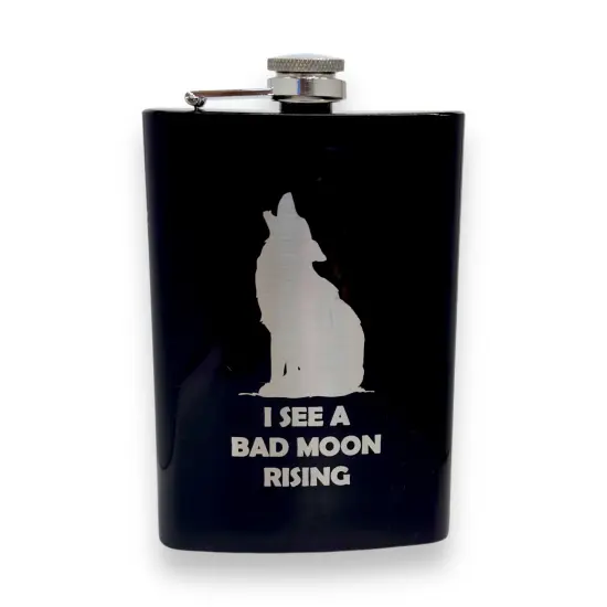 8oz BLACK I See a Bad Moon Rising Flask {1}