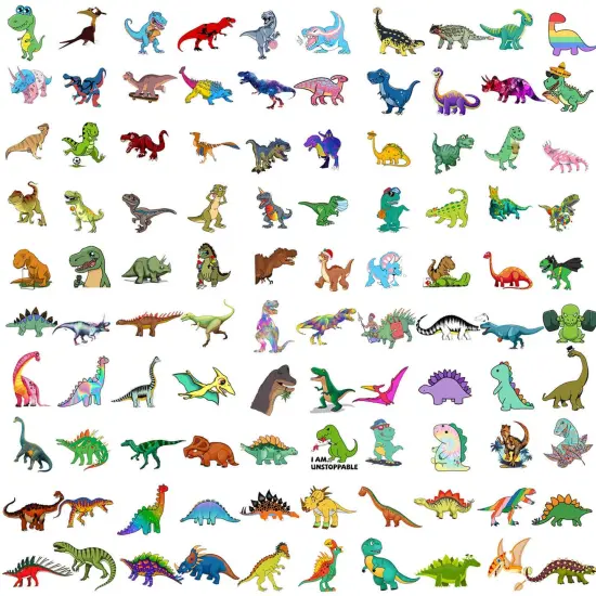 100 Pieces Dinosaur Stickers, Cute Waterproof Cartoon Stickers for Kids, for Stationery, Luggage, Teaching Rewards {1}