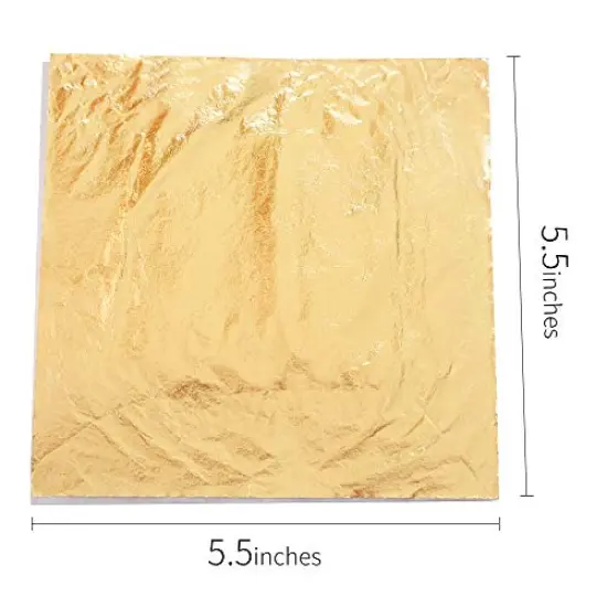 100 Gold Leaf Sheets,5.5" Gold Foil Paper for Arts Craft, Painting, Gilding, Slime, Nail Design, Furniture Decoration {1}