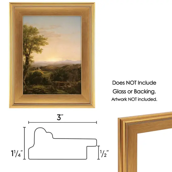 Cardinali Plein Aire Frame, Gold 8x16", 3 Pack &ndash; 3" Wide Moulding with Raised Edge 1/2" Rabbet Depth, Classic Canvas Frame for Painting or Artwork, Made in USA {5}