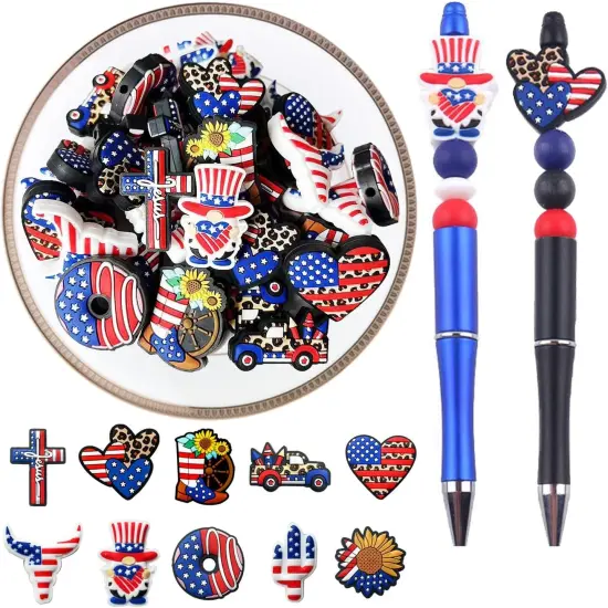 40Pcs Patriotic Focal Beads 4th of July {1}
