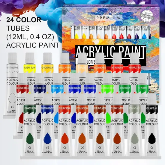 Acrylic Paint Set 56 pcs,Painting Supplies with 24 Acrylic Paint,16 Sheets Acrylic Pad {3}