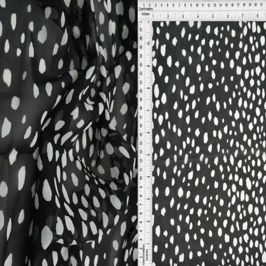 1 Yard Hi Multi Chiffon Animal Print Fabric 57/58&Prime; Wide 100% Polyester BLK/IVORY {1}