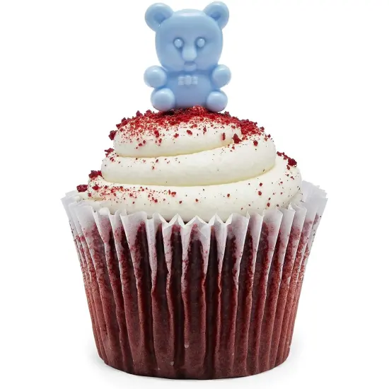 Blue Teddy Bear Cupcake Toppers, Baby Shower Decorations (0.85 x 3 In, 100 Pack) {5}