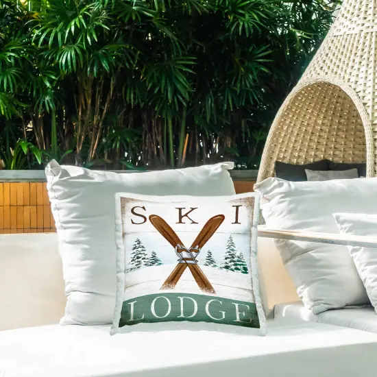 Stupell Industries Vintage Ski Lodge Outdoor Pillow, 18 x 7 x 18 {2}