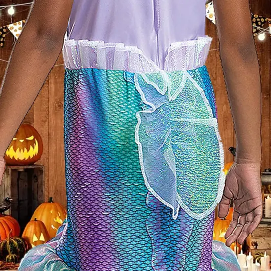 Kids Live Action Ariel Mermaid Classic Costume Shimmery Dress {5}