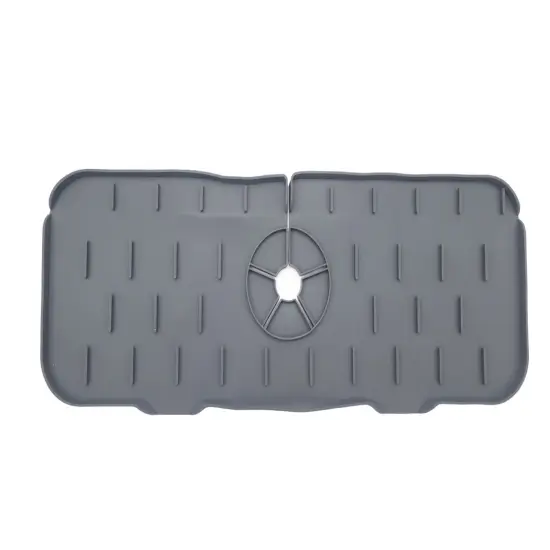 Handy Housewares Silicone Sink Faucet Drip Tray, Behind Faucet Water Catcher Drying Mat - 5.5" x 14.6", Prevents Water Splash and Keep Countertops Dry Dark Grey {1}